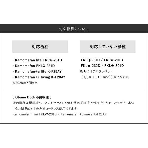 ［ Kamome Otomo Dock ＋ Genki Packセット ］カモメファン専用バッテリー 専用バッテリー K-OD4 充電 電池 オプションパーツ オトモドック ゲンキパックの画像