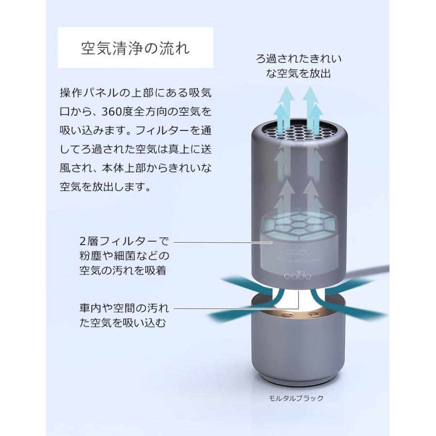 cado（カドー） 【特典付き】車用 空気清浄機 usb 正規販売店 空気清浄