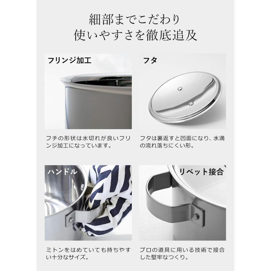 ステンレス鍋 両手鍋 IH対応 日本製 燕三条 全面三層構造 洗いやすい