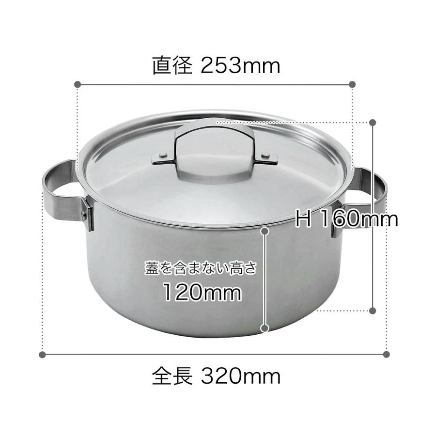 ステンレス鍋 両手鍋 IH対応 日本製 燕三条 三層構造 洗いやすい 蓋