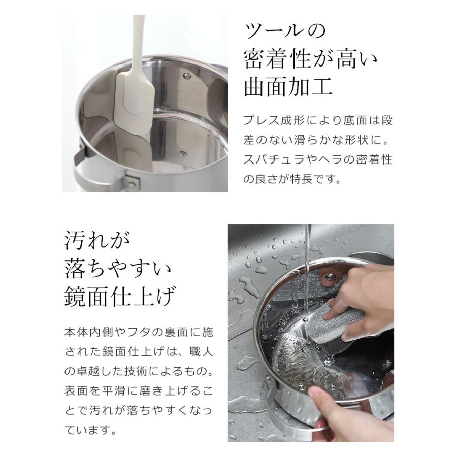ステンレス鍋 両手鍋 IH対応 日本製 燕三条 三層構造 洗いやすい 蓋