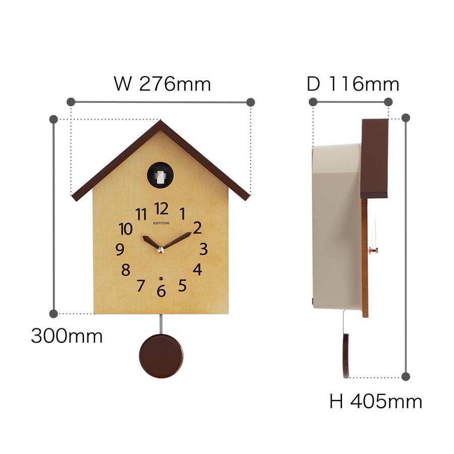 【特典付き】鳩時計 静音 ハト時計 本格ふいご式 掛け時計 かけ時計 カッコウ 木製 4MJ441NC06 ［ RHYTHM カッコースタイル 145 ］｜roomy｜03