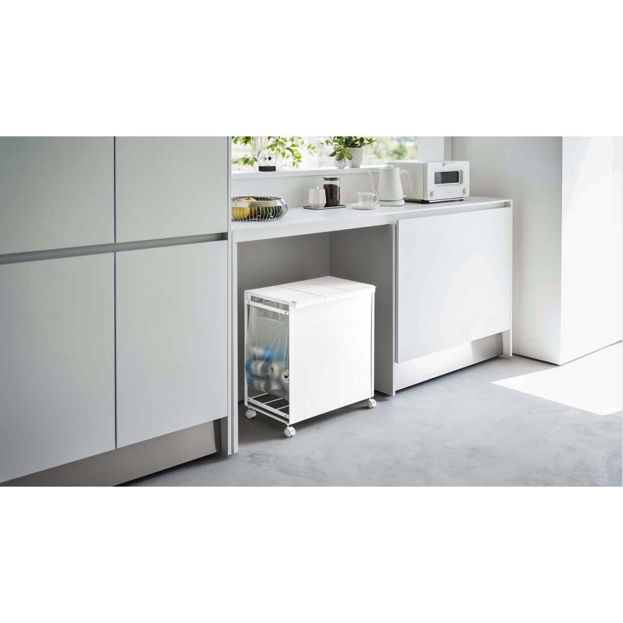 ゴミ箱 3分別 山崎実業 タワー tower 蓋付き キャスター付き 白 tower 特典付 山崎実業 蓋付き目隠し分別ダストワゴン タワー 3