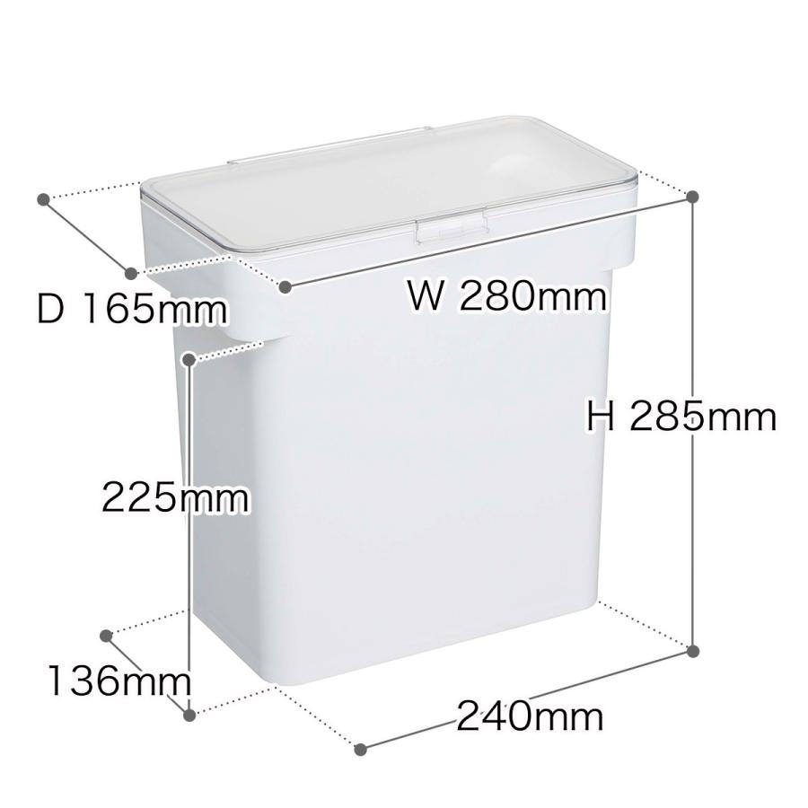 特典付［ 密閉 袋ごと米びつ タワー 5kg 計量カップ付 ］ 山崎実業 tower 米びつ 5キロ 計量カップ付き シンク下収納 キッチン収納 おしゃれ スリム 3375 3376｜roomy｜03