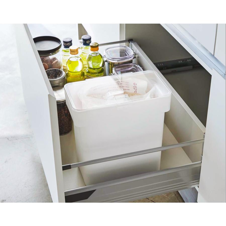 ［ 密閉 袋ごと米びつ タワー 5kg 計量カップ付 ］ 山崎実業 tower 米びつ 5キロ 計量カップ付き シンク下収納 キッチン収納 おしゃれ スリム 3375 3376 | 山崎実業 | 06