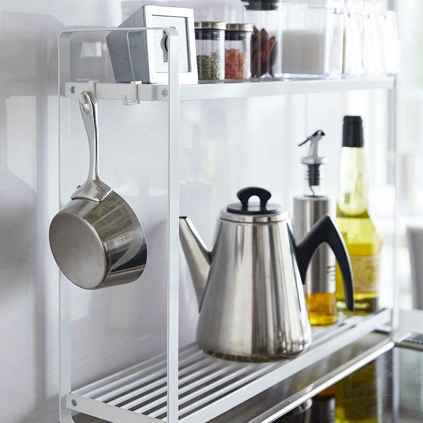 tower ［ コンロ横ラック2段 タワー ］山崎実業 コンロ奥 ラック