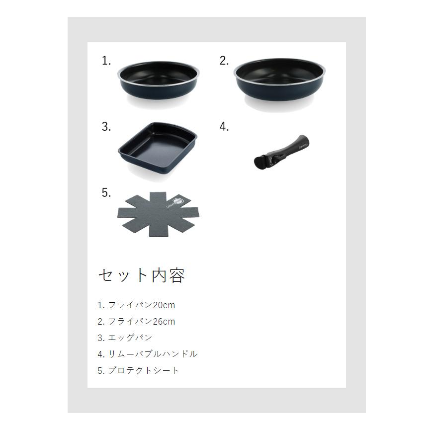 ［ グリーンパン クリックシェフ 5点セット ］特典付 GREENPAN フライパン 20cm 26cm エッグパン 食洗機対応 オーブン IH 重ねて収納 05067377 05067374｜roomy｜07