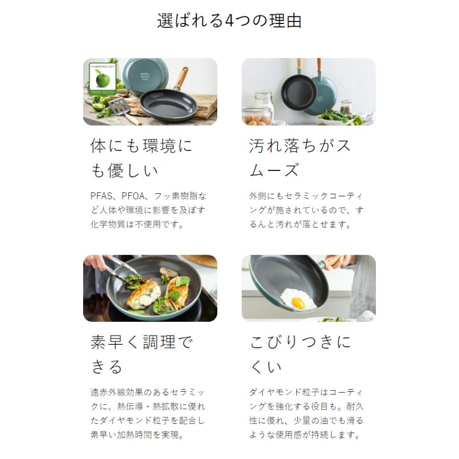 ［ グリーンパン メイフラワー フライパン 26cm ］2大特典 GREENPAN 26センチ IH対応 深型 安全 焦げ付かない 木製ハンドル おしゃれ Mayflower CC001898-001の画像