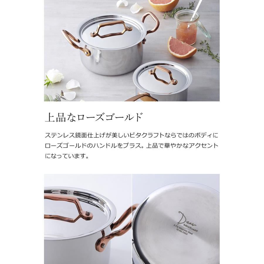 Vita Craft（ビタクラフト） ディア 両手鍋 16cm ih 対応 ローズ
