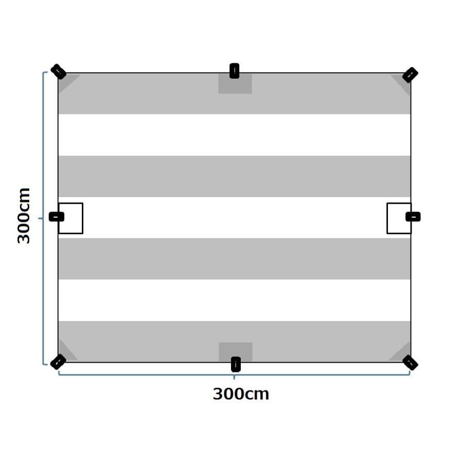 “Striped” TC Tarp Type1 Water Repellent Light Gray(300x300 ポリコットン タープ)(撥水コーティング)｜roostoutdoors｜04