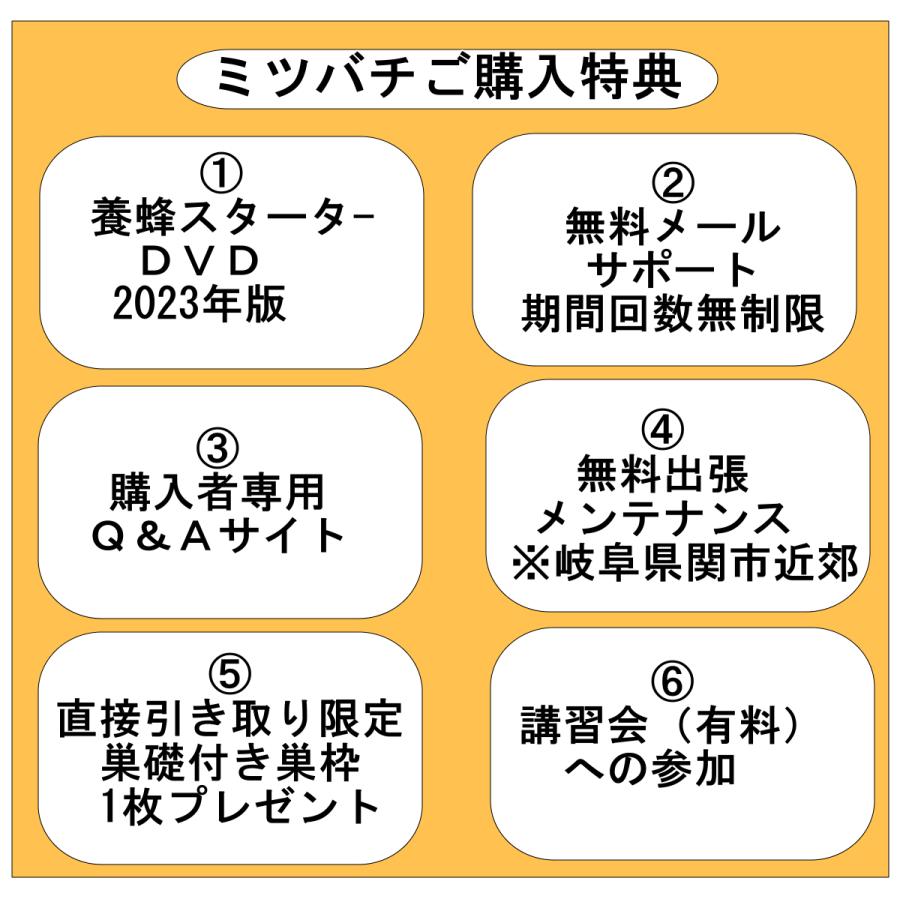 西洋ミツバチ 種蜂 新王6枚　巣礎枠1枚 ミツバチの従来型巣箱10枚タイプと入門編DVD付き｜roots-pb｜14