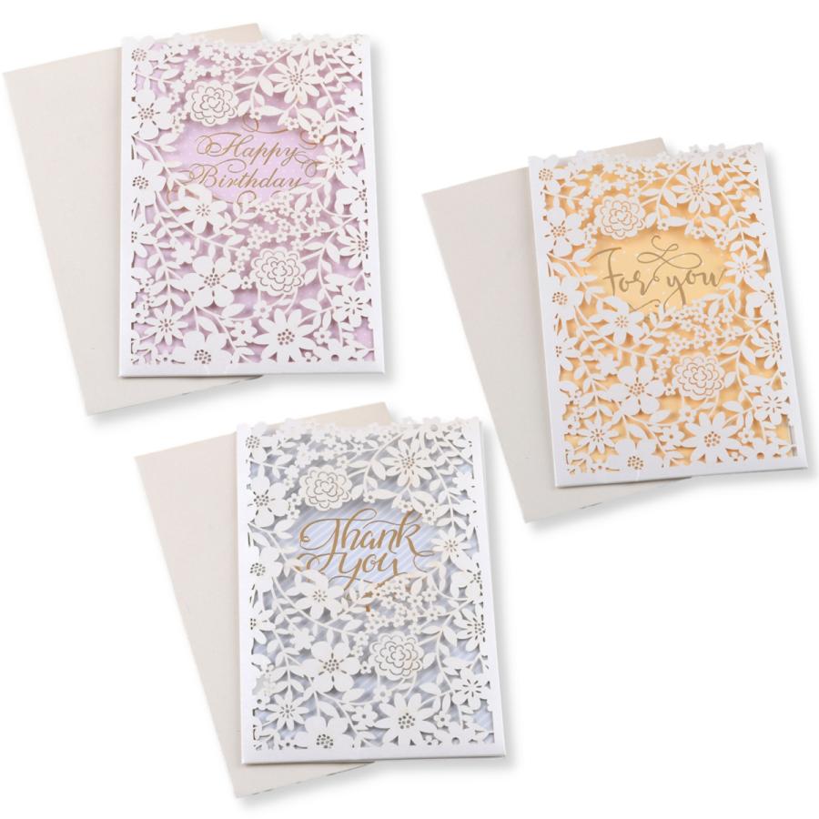 メッセージカード バースデーカード レース 透かし模様 切り絵 おしゃれ 3種類セット Birthdaycardpapercutting Life Style Shop Roots 通販 Yahoo ショッピング