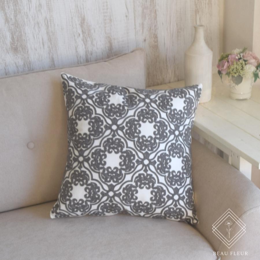 お洒落な刺繍入りクッションカバー(2枚セット) クッションカバー 北欧 45×45cm エンブロイダリー 選べる2枚セット