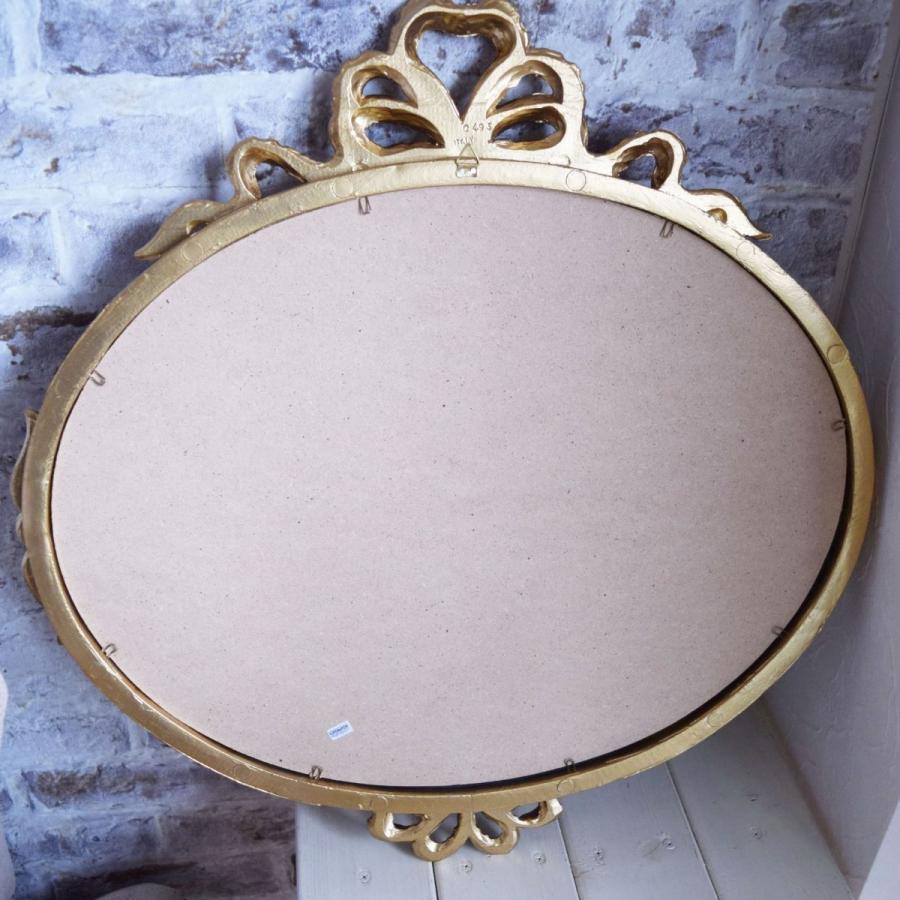 イタリア製 ロココ調 ヨーロピアン 壁掛け鏡 オーバルミラー ゴールド