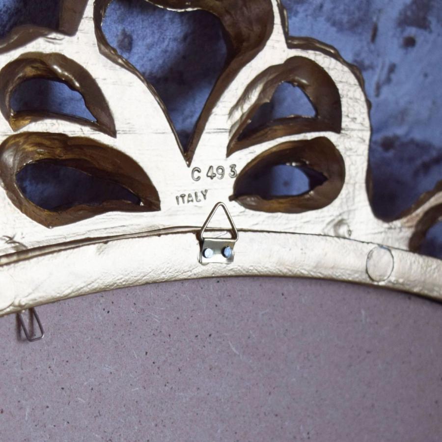 イタリア製 ロココ調 ヨーロピアン 壁掛け鏡 オーバルミラー ゴールド