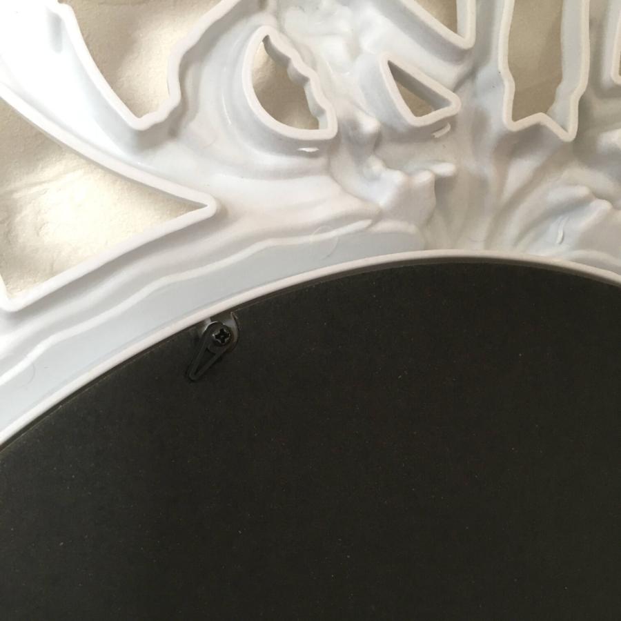 イタリア ヴィンテージ ロココ調 ウォールミラー 伊 ヨーロピアン 壁掛け鏡 アンティークデコ 壁掛けミラー ウォールミラー 丸形 オーバル