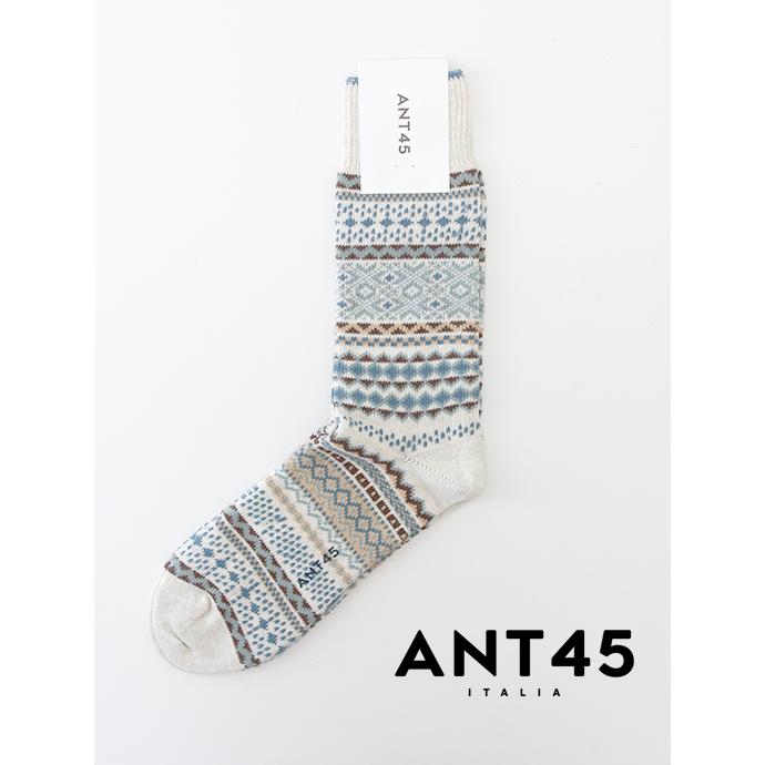 アント クワランタチンクエ ANT45 カジュアルソックス/CORVARA イタリア製 オフグレー×ブルー×ブラウン ant481603 | ブランド登録なし