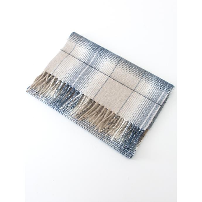 ベグアンドコー BEGG&CO カシミアマフラー/オンブレチェック ナチュラル×ネイビー beg502402 | Begg & Co | 01
