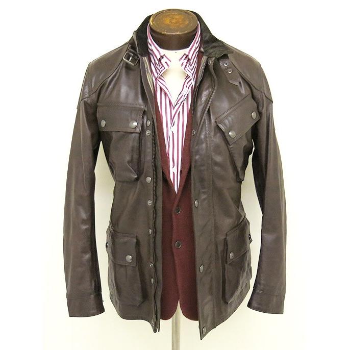 Belstaff ベルスタッフ レザーブルゾン Panther ブラックブラウン Bel Isequipment Cl