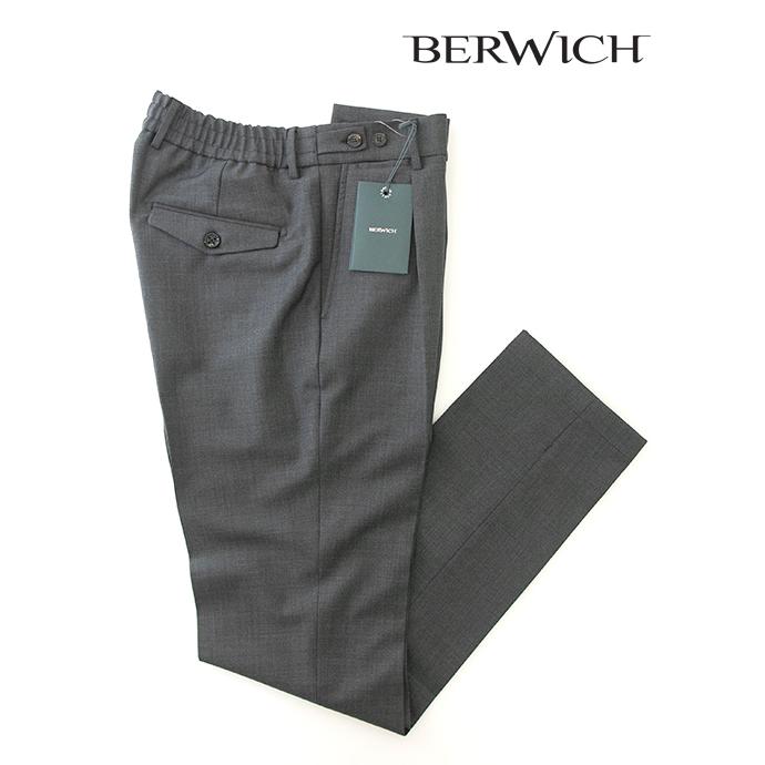 【40％OFF】ベルウィッチ BERWICH 1プリーツシャーリングパンツ/BERTO/ウォッシャブルストレッチソフトウール イタリア製 グレー bew501601 | BERWICH