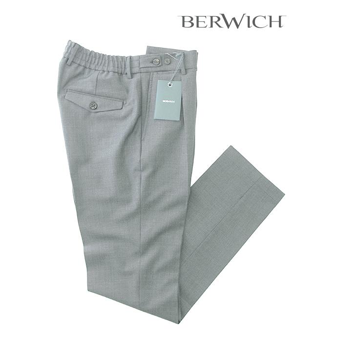 【40％OFF】ベルウィッチ BERWICH 1プリーツシャーリングパンツ/BERTO/ウォッシャブルストレッチソフトウール イタリア製 ライトグレー bew502401 | BERWICH