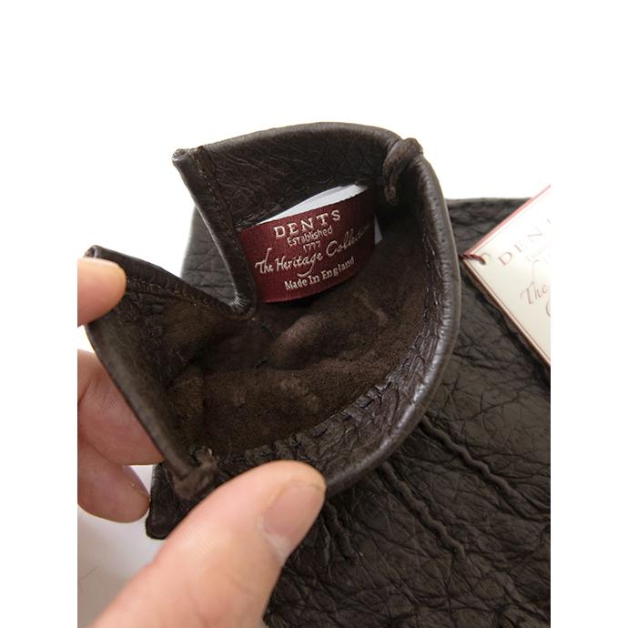 【未使用 タグ付き】DENTS グローブ ペッカリーレザー ブラウン 7 1/2 DENTS（デンツ） ペッカリーグローブ/革手袋/アンライニング ダーク