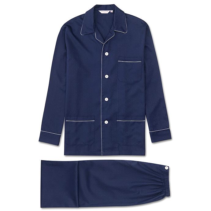 DEREK ROSE/デレク・ローズ/パジャマ/ジャガード/超長綿/ネイビー/der400401 | ブランド登録なし | 01