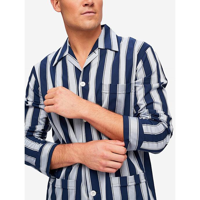 DEREK ROSE/デレク・ローズ/パジャマ/ストライプ/超長綿/ネイビー×ライトブルー/der420401 | ブランド登録なし | 03