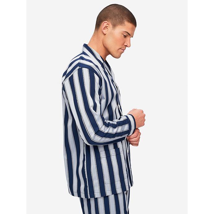 DEREK ROSE/デレク・ローズ/パジャマ/ストライプ/超長綿/ネイビー×ライトブルー/der420401 | ブランド登録なし | 04