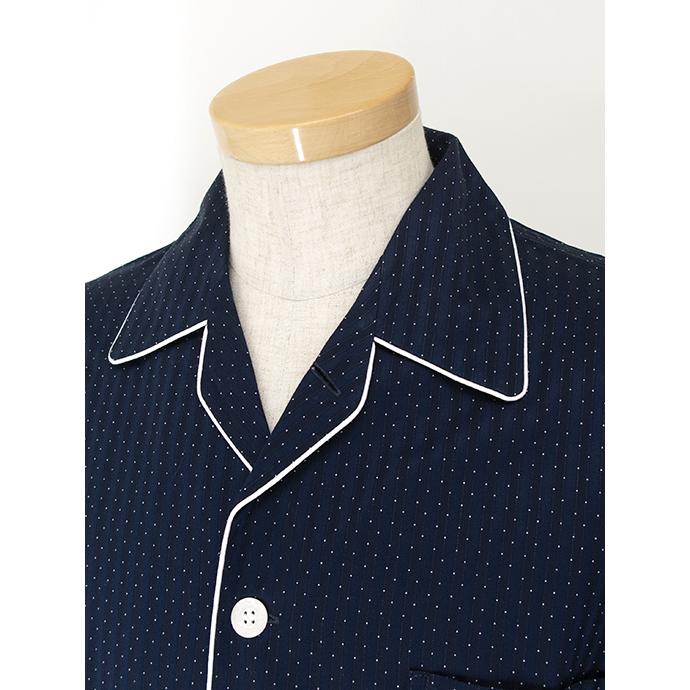 未使用 DEREKROSE デレクローズ パジャマ 上下 綿100% M 高級 DEREK ROSE/デレク・ローズ/パジャマ/ジャガード/超長綿/ネイビー