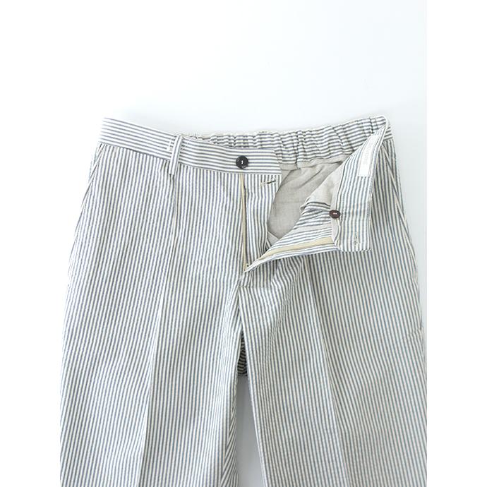 デヴォーレ・インチピット DEVORE Incipit 1プリーツスラックス/ストライプシアサッカーコットン オフベージュ×ライトグレー dev480606 | ブランド登録なし | 04