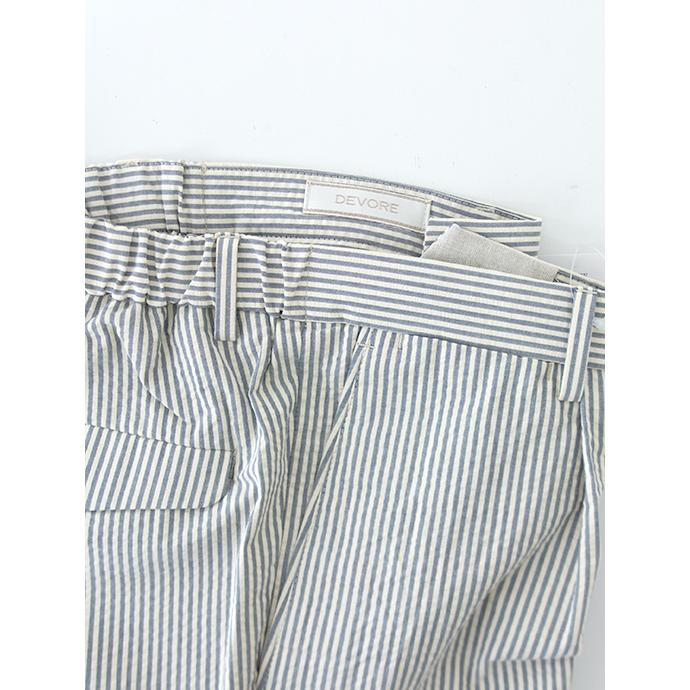 デヴォーレ・インチピット DEVORE Incipit 1プリーツスラックス/ストライプシアサッカーコットン オフベージュ×ライトグレー dev480606 | ブランド登録なし | 06