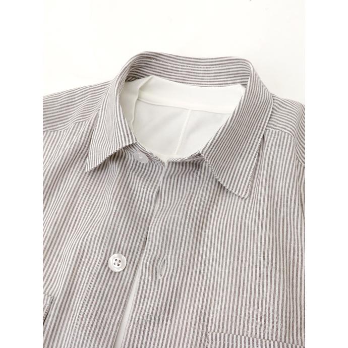 ディロレンツィ DE LORENZI サファリシャツ イタリア製 ホワイト×ベージュストライプ dlr520603 |  | 01