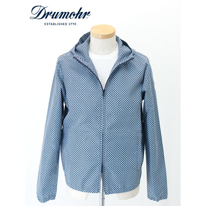 【50％OFF】ドルモア Drumohr フーデッドブルゾン/ビスコッティプリント イタリア製 ブルー dru480601 | DRUMOHR