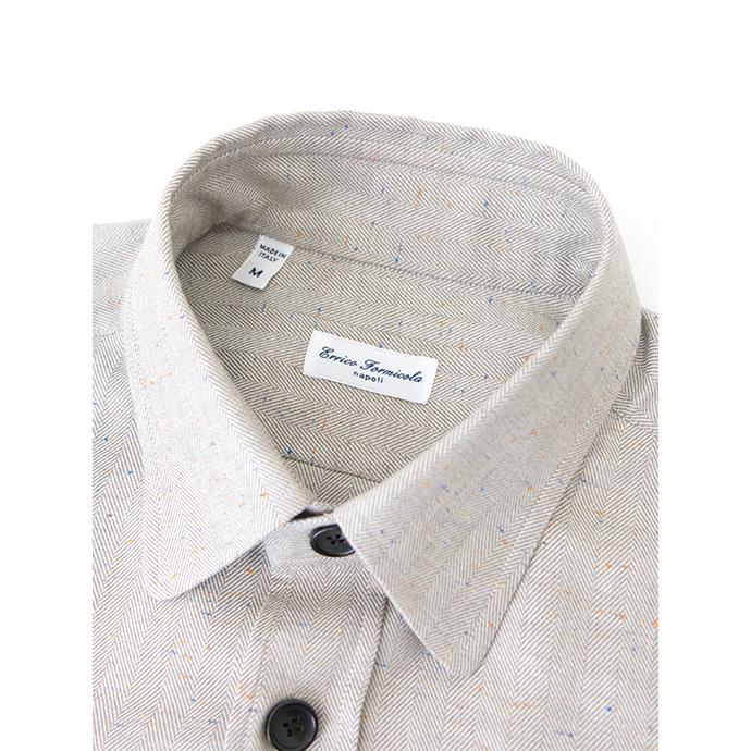 【40％OFF】エッリコ フォルミコラ ERRICO FORMICOLA カジュアルシャツ/ネップ入りヘリンボーンコットン イタリア製 グレージュ erc501401 | ERRICO FORMICOLA | 09