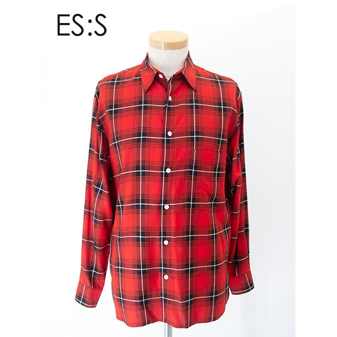 【40％OFF】エス ES:S カジュアルシャツ/チェック 日本製 レッド×ブラック ess501802 | ES:S