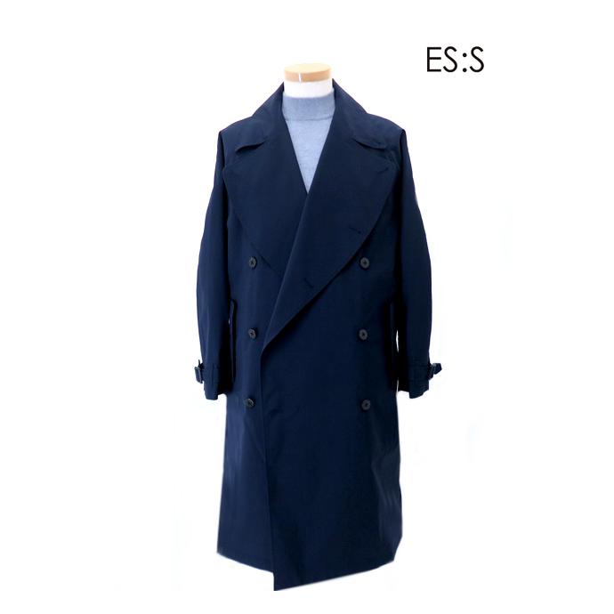 エス ES:S トレンチコート/ポリエステルタイプライター 日本製 ネイビー ess521402 | 