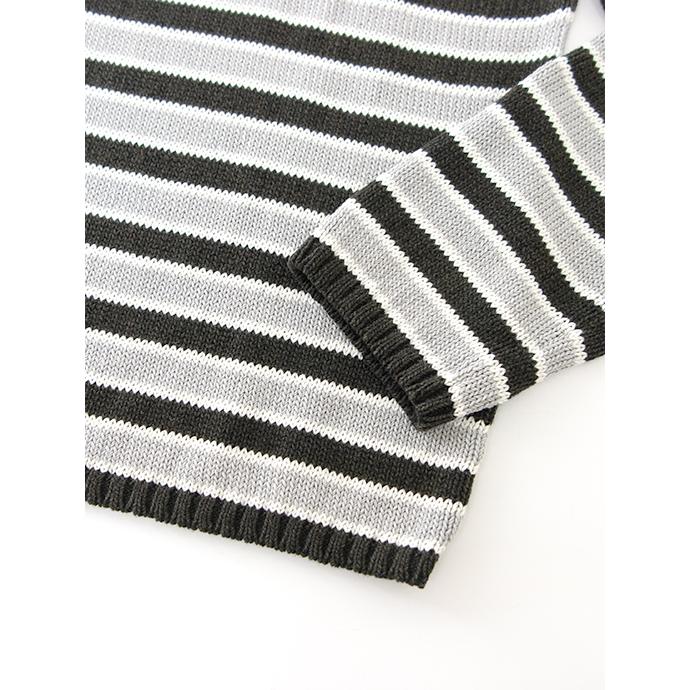 【30％OFF】Fablizio Del Carlo ファブリツィオ・デル・カルロ ボーダーニット/コットンカシミア イタリア製 ブラック×ライトグレー fdc501201 |  | 03