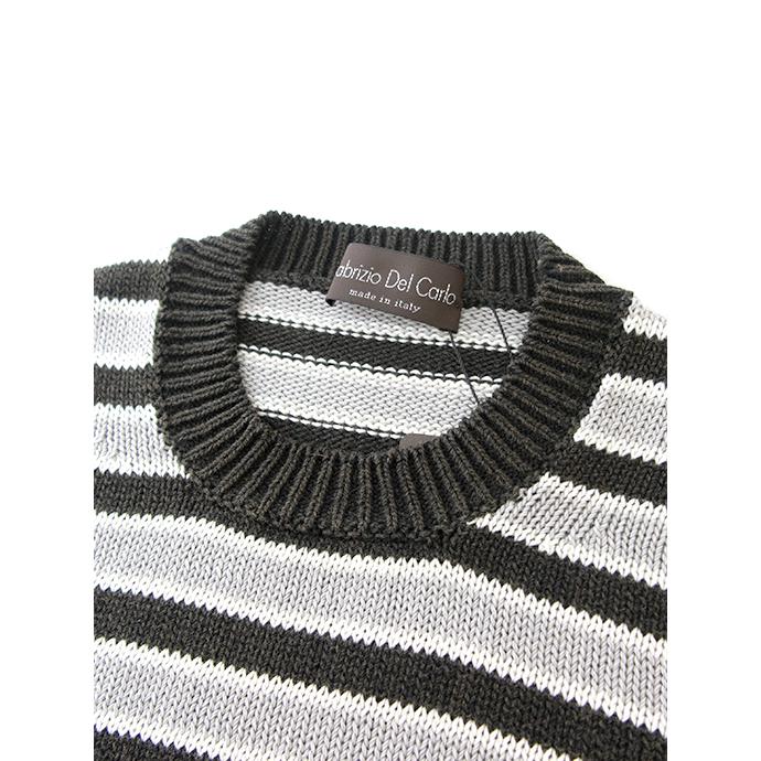 【30％OFF】Fablizio Del Carlo ファブリツィオ・デル・カルロ ボーダーニット/コットンカシミア イタリア製 ブラック×ライトグレー fdc501201 |  | 04