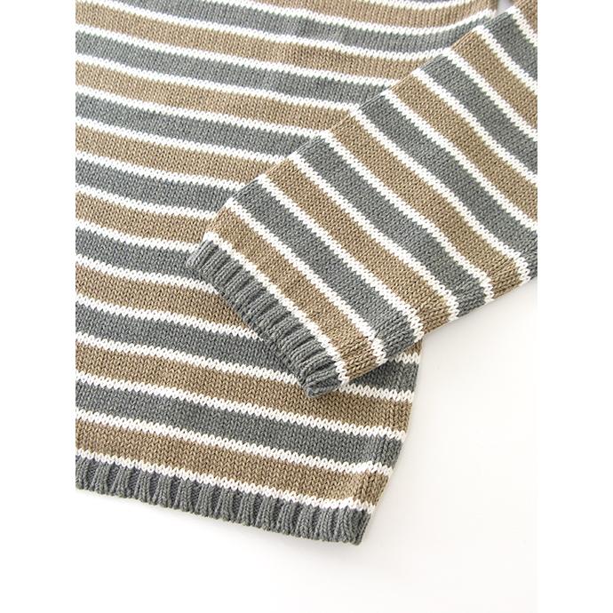 【30％OFF】Fablizio Del Carlo ファブリツィオ・デル・カルロ ボーダーニット/コットンカシミア イタリア製 グリーングレー×ライトブラウン fdc501202 |  | 03