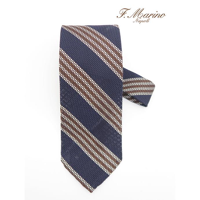 Francesco Marino フランチェスコ・マリーノ ネクタイ/シルク/フレスコ/スフォデラート イタリア製 ネイビー/ブラウン fma480804 | ブランド登録なし