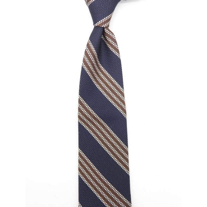 Francesco Marino フランチェスコ・マリーノ ネクタイ/シルク/フレスコ/スフォデラート イタリア製 ネイビー/ブラウン fma480804 | ブランド登録なし | 01