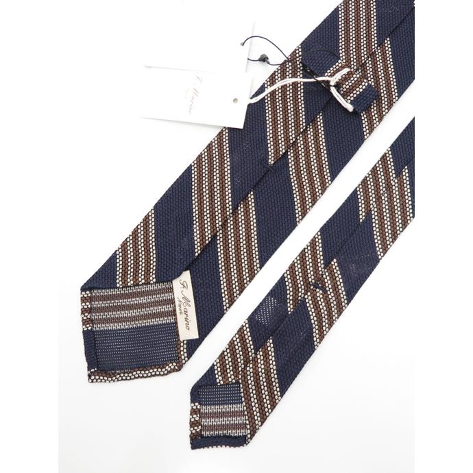 Francesco Marino フランチェスコ・マリーノ ネクタイ/シルク/フレスコ/スフォデラート イタリア製 ネイビー/ブラウン fma480804 | ブランド登録なし | 02