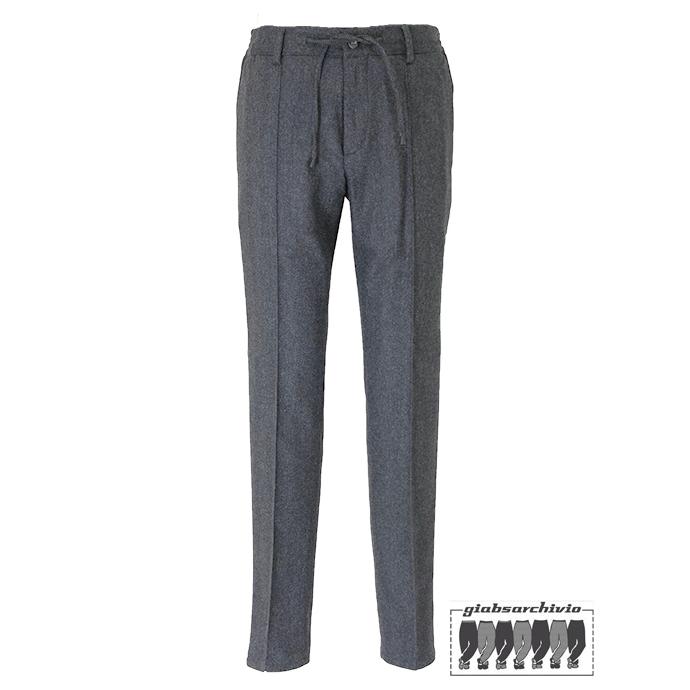 giab's ARCHIVIO/ジャブス アルキヴィオ イージースラックス/MASACCIO/ストレッチウールヘリンボーン グレー gba462001 | giab's ARCHIVIO