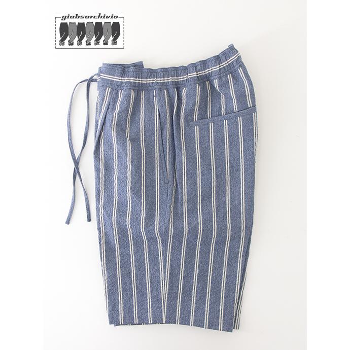 ジャブス アルキヴィオ giabs ARCHIVIO ショートパンツ/シアサッカーコットン/DELLA ROBBIA イタリア製 ブルー×ホワイト gba500801 | giab's ARCHIVIO