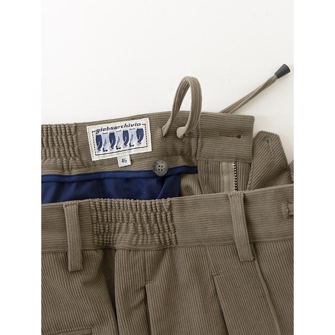 ジャブス アルキヴィオ giab's ARCHIVIO 1プリーツイージースラックス/MASACCIO-R1/ストレッチソフトコーデュロイ イタリア製 グレイッシュカーキ gba502001 | giab's ARCHIVIO | 05