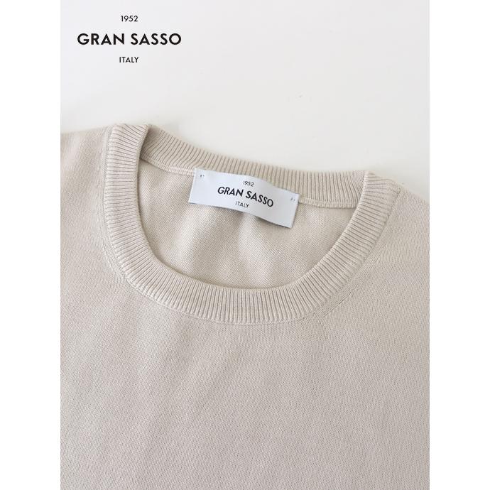 グランサッソ Gran Sasso サマーニット/エジプトコットン/クルーネック イタリア製 オフベージュ gra502402 | Gran Sasso