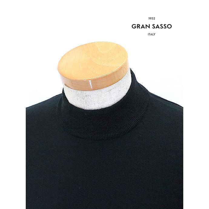 グランサッソ Gran Sasso モックネックニット/12G メリノウール イタリア製 ブラック gra521402 | 