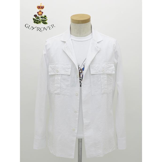 【50％OFF】ギローバー GUY ROVER オーバーシャツ/シアサッカーコットン イタリア製 ホワイト guy480801 | GUY ROVER