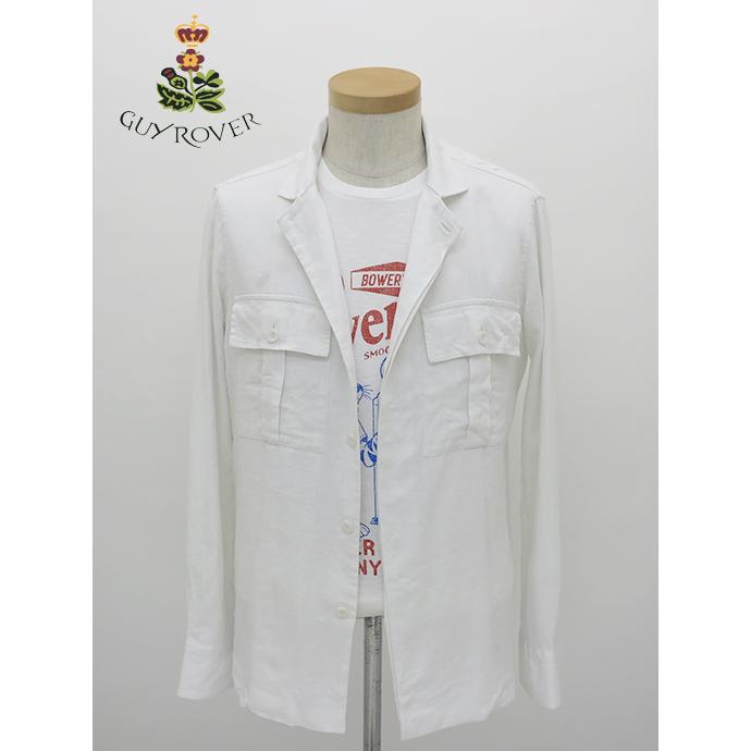 【40％OFF】ギローバー GUY ROVER オーバーシャツ/リネンビスコース イタリア製 ホワイト guy480804 | GUY ROVER